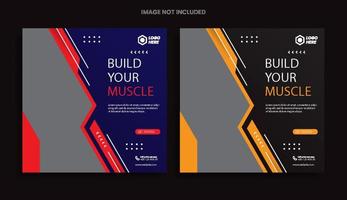 Modern fitness social media template vector