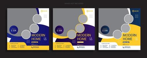 publicación de redes sociales de venta de casas modernas vector