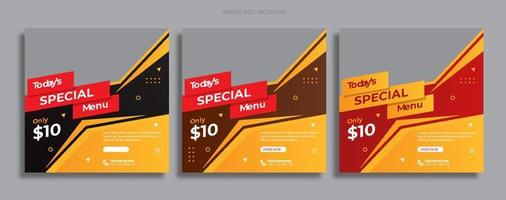 Food menu sale social media post vector