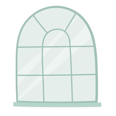 Hand drawn window with blue frame. Interior and exterior element. Isolated vector illustration