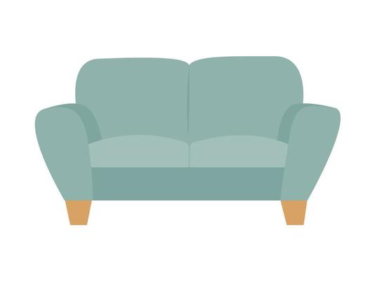 Hand drawn sofa. Comfortable couch. Part of the interior of a living room or office.