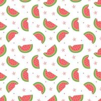 Seamless pattern with red slices of fresh watermelon on a white background.Illustration for book,wrapping paper,textile print,wallpaper vector