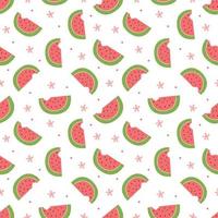 Seamless pattern with red slices of fresh watermelon on a white background.Illustration for book,wrapping paper,textile print,wallpaper vector