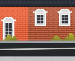 City downtown landscape with colored buildings. Apartment buildings concept of panorama of city facades of city street cartoon vector illustration