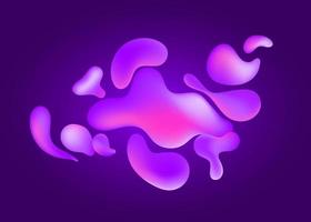 flujo líquido púrpura, rosa 3d neón lámpara de lava vector fondo geométrico para banner, tarjeta, diseño de interfaz de usuario o papel tapiz. burbuja de malla degradada en forma de gota de onda. formas abstractas de colores fluidos.