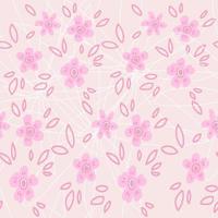 Hand drawn white line geometric doodle, pink pastel seamless wallpaper. Cute vector flowers, petals pattern for paper, fabric textile, home, children.