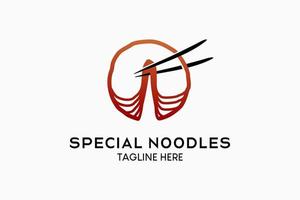 Noodle logo design with a creative and simple hand-drawn concept. Modern vector illustration