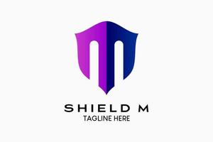 Letter m logo design with shield in creative concept. Modern vector illustration