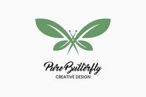 diseño de logotipos para el cuidado de la piel, cosmética o belleza. icono de hoja en forma de mariposa en concepto creativo. ilustración vectorial del logotipo de moda. vector