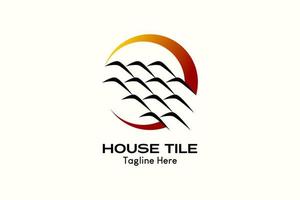 House tile logo with creative concept in circle. Vector premium