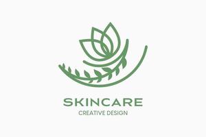 Skincare logo design with creative concept, flowers in line art style. vector