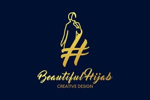 diseño del logotipo de la boutique hijab con el concepto de una mujer que lleva un hijab en una silueta combinada con la letra h. ilustración de vector de logotipo de moda hijab.