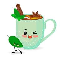 Cute cup character isolated on a white background. Speuia and hot chocolate vector