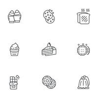 conjunto de iconos de postre. elementos de vector de símbolo de paquete de postre para web de infografía