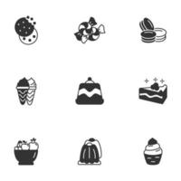 conjunto de iconos de postre. elementos de vector de símbolo de paquete de postre para web de infografía