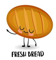 Bread character. White background. Round bread products. Wheat dough vector