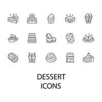 conjunto de iconos de postre. elementos de vector de símbolo de paquete de postre para web de infografía