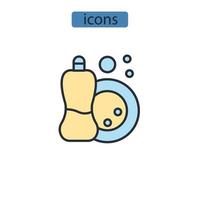 washing dishes icons  symbol vector elements for infographic web
