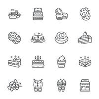 conjunto de iconos de postre. elementos de vector de símbolo de paquete de postre para web de infografía