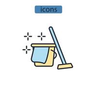 iconos de limpieza en húmedo simbolizan elementos vectoriales para web infográfico vector