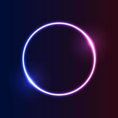 Futuristic Neon frame border. Purple neon glowing background