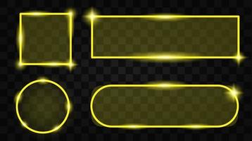 Futuristic set yellow Neon frame border. vector