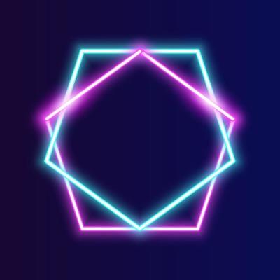 Futuristic Technology Retro Neon Frame Border.