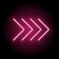 Neon glowing arrow pointer on dark background. vector