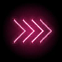 Neon glowing arrow pointer on dark background. vector