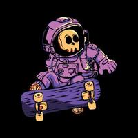 SKULL ASTRONAUT SKATER ILLUSTRATION vector