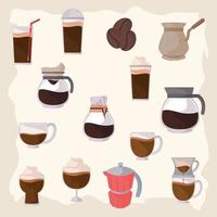 set delicious coffee cups vector