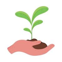 earth day, hand with plant vector