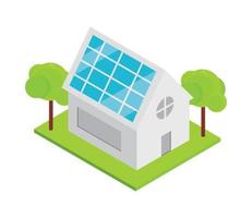 casa con panel solar vector