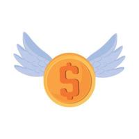 coin with wings vector