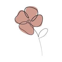 one line flower and leaf vector