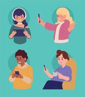 people with cellphones vector
