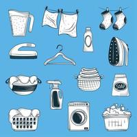 laundry, icon set vector