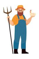 farmer man with pitchfork vector