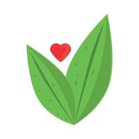earth day, leaf and heart vector