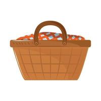 picnic basket with tablecloth vector