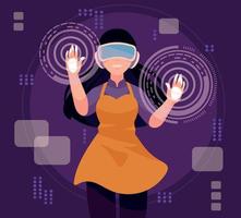 woman in metaverse vector