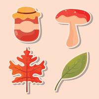 autumn icons collection vector