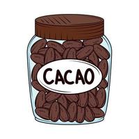 jar with cacao seeds vector