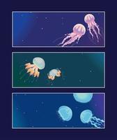 jellyfishes underwater life vector