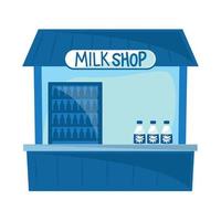 milk shop with bottles vector