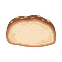 icono de medio pan con nueces vector