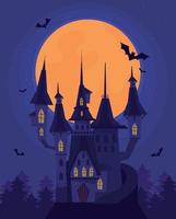 halloween castle night vector