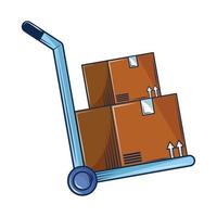 handcart with boxes vector