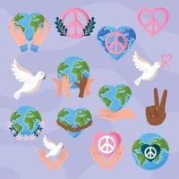 set of international day of peace vector