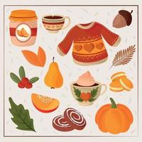 set of autumn vector